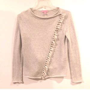LILLY PULITZER Gray with Silver Metallic Thread Tassel SWEATER XL